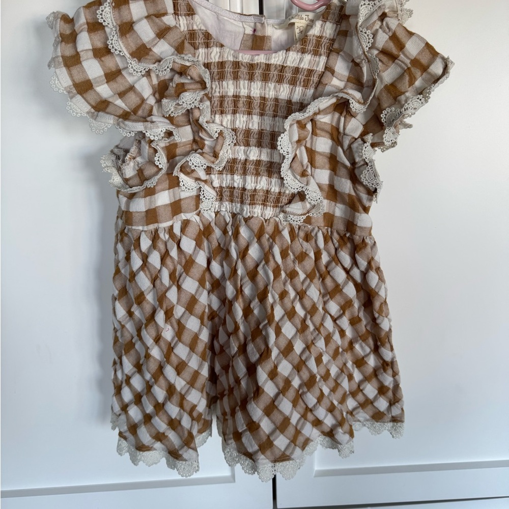 Matilda Jane Tan and White Checkered Dress